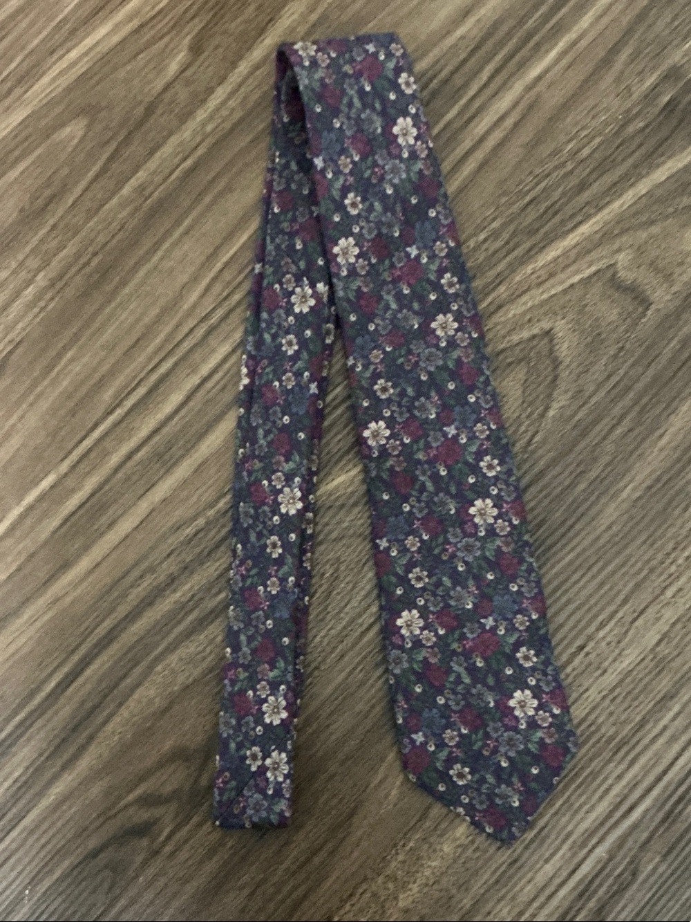 J. Crew Purple Floral Tie with Green Accents